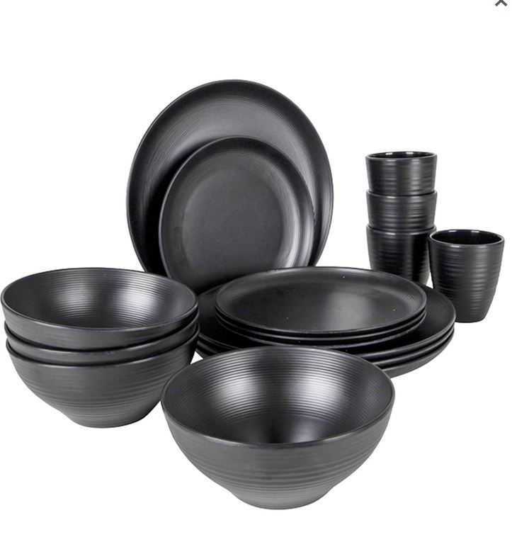 Melaminservis, ORVILLE SVART , 16 delar