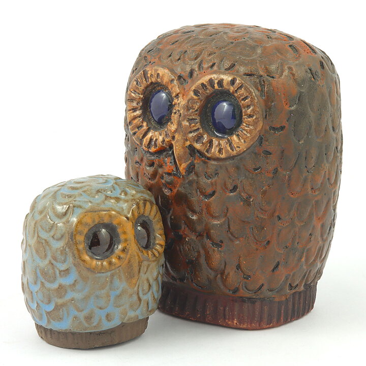 Lars Bergsten (1960s) Two Heartwarming Owls 7–13 cm
