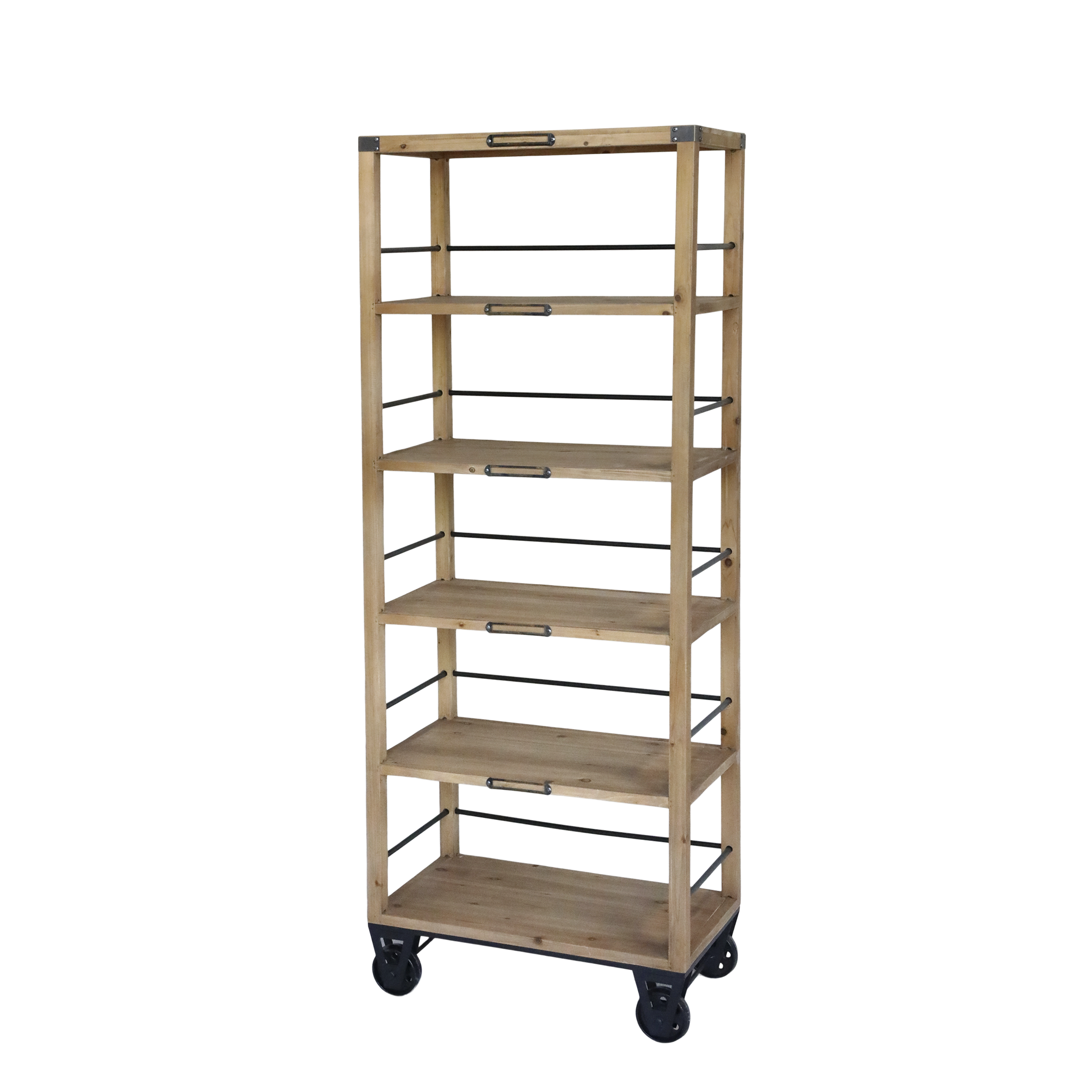 Bokhylla med 5 hyllplan - Hylla på hjul - H157/L59,5/B35,5 cm - Natur - 2