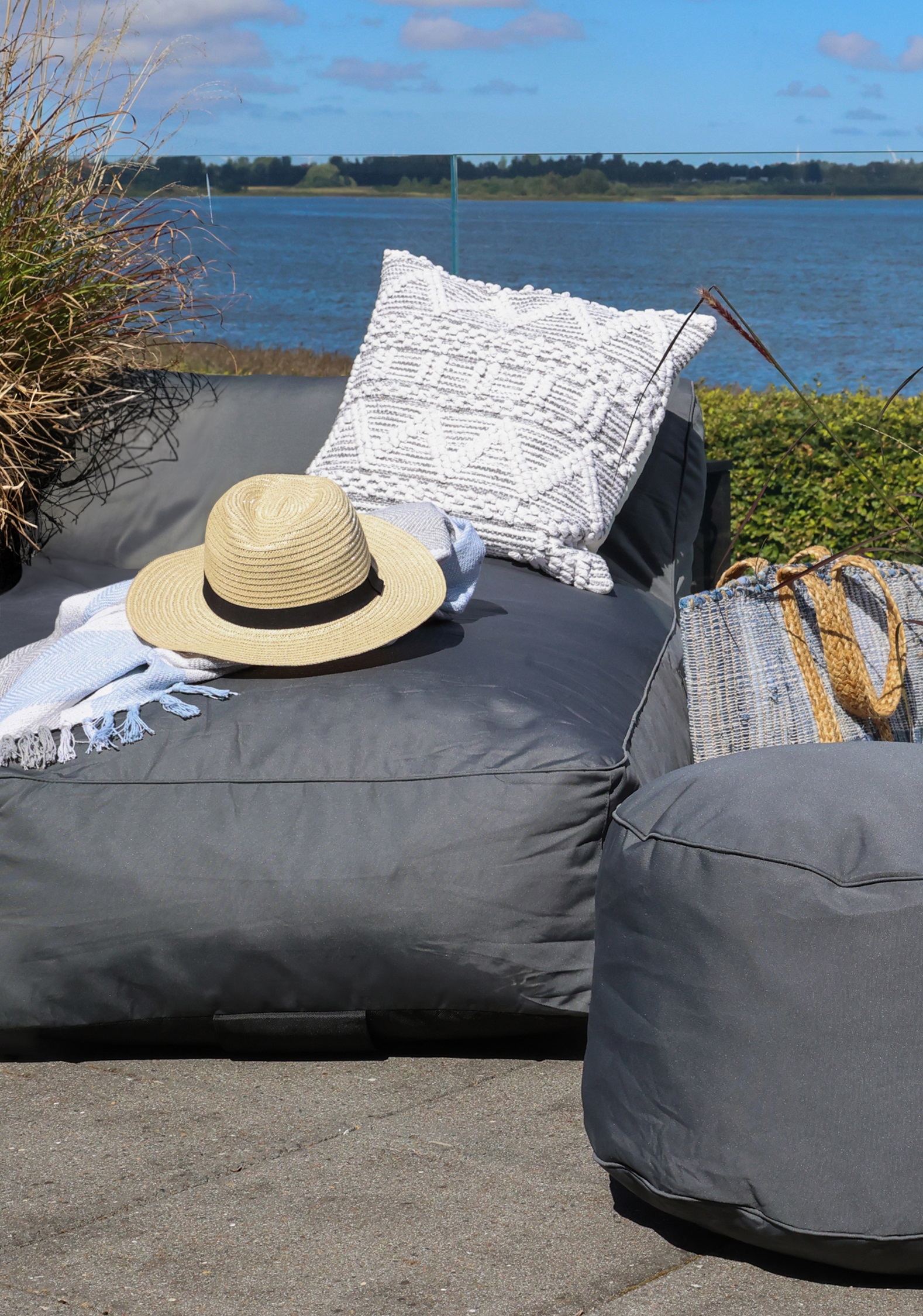 Lounge Dagbädd - Dubbel för utomhusbruk - H65/L160/B140 cm - Svart