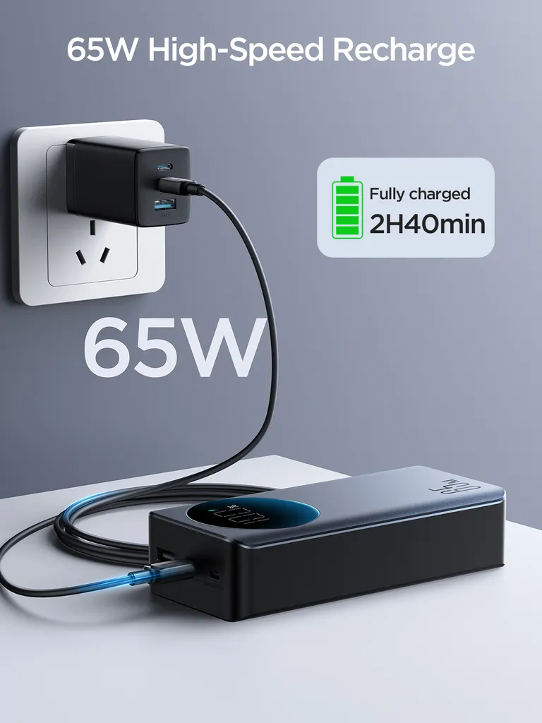 SiGN 65W 30000mAh Snabbladdning Powerbank LED-skärm PD QC för telefon och bärbar dator - Svart - 6