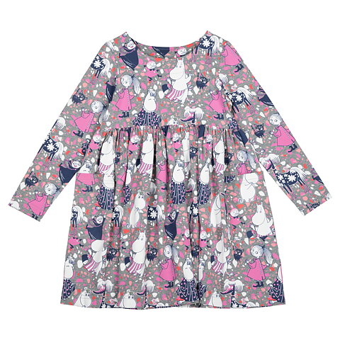 Mumin Flinga Klänning Fickor Grå