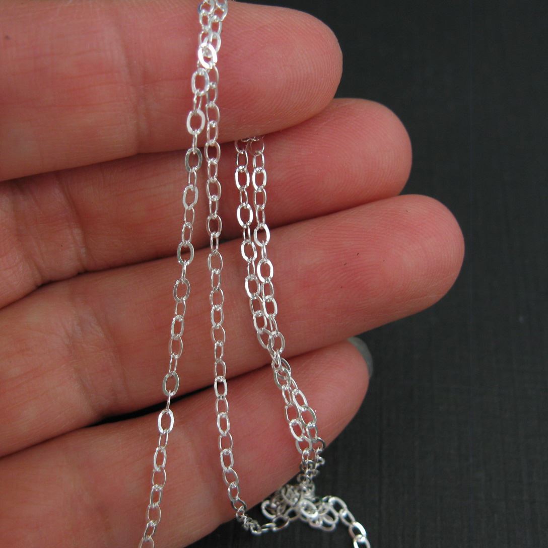 Flat Cable Kedja i Sterling Silver, 40cm - 1.4mm  - 2