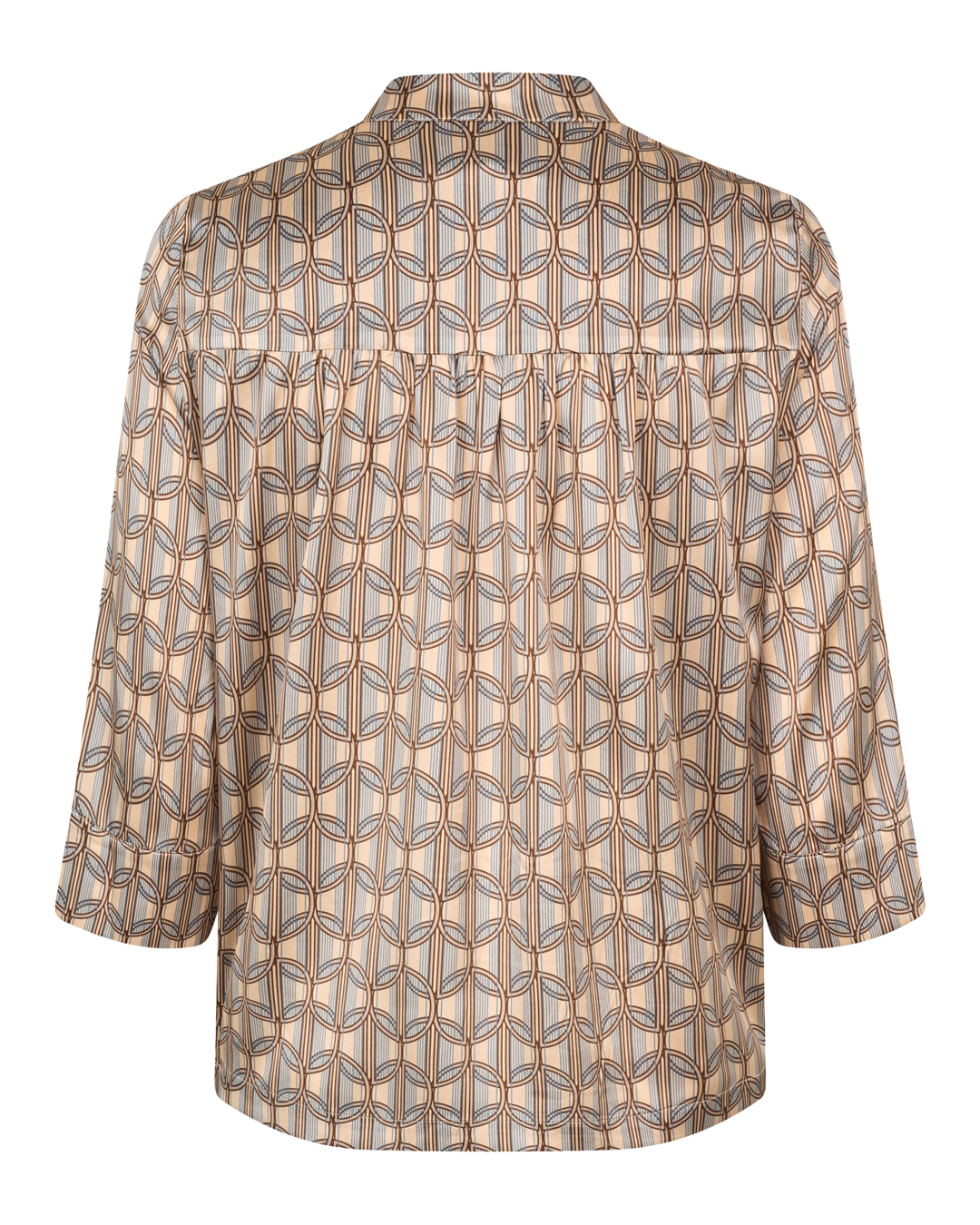 Sidenblus Danitta beige/blå mönstrad - 6