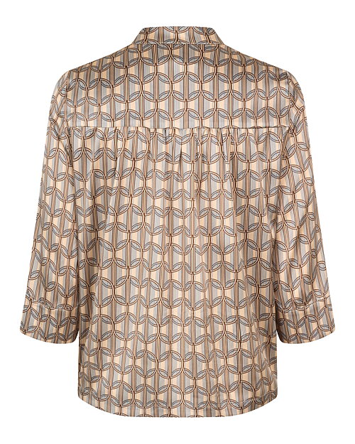Sidenblus Danitta beige/blå mönstrad - 6