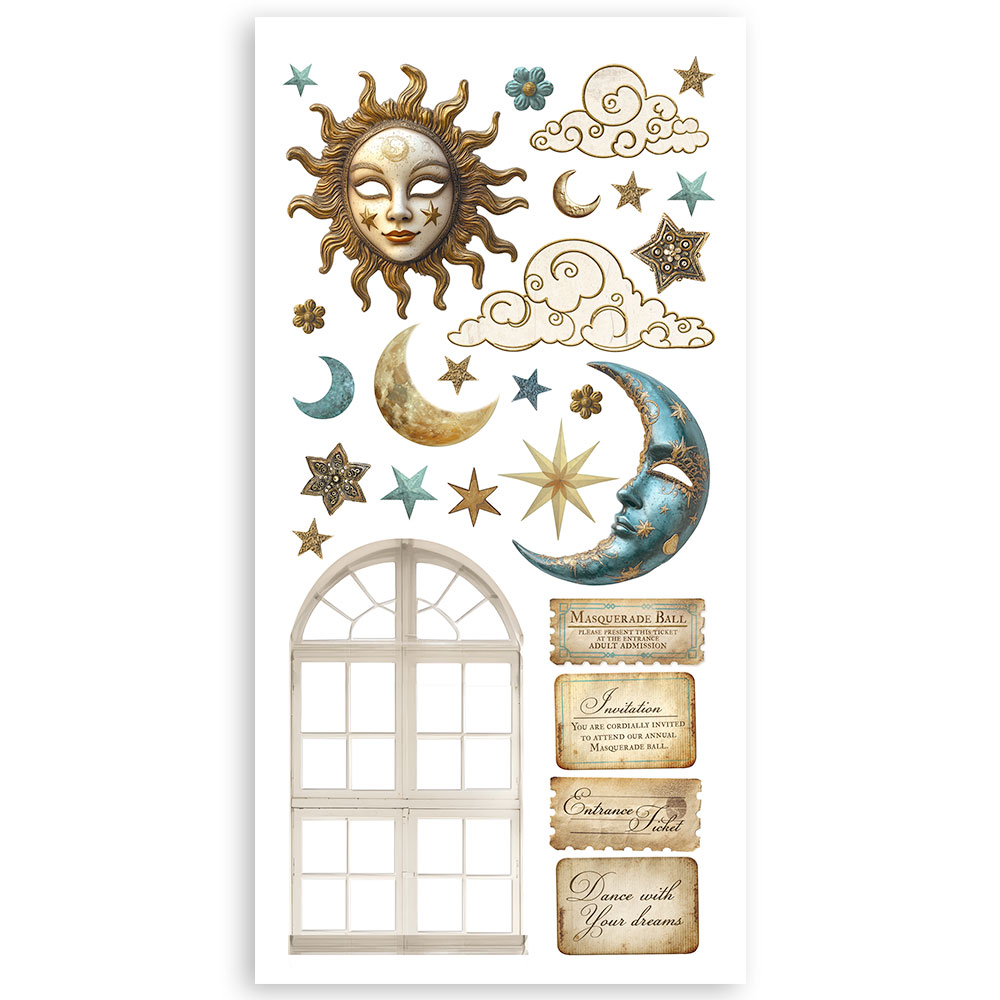 Paper cut-outs Double Face - 4 sheets cm. 15x30,5 - Masquerade  - 3