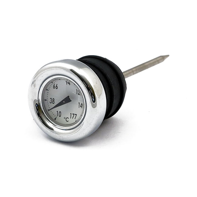 OLJETANKLOCK MED TEMP. MÄTARE, VIT /KROM, PASSAR BLAND ANNAT: 84-99 Softail; 82-03 XL Sportster
