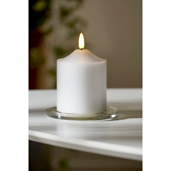 LED Blockljus Flamme Vit 12cm