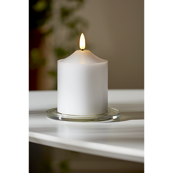 LED Blockljus Flamme Vit 12cm