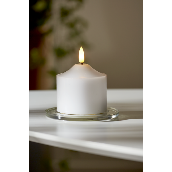 LED Blockljus Flamme Vit 9,5cm