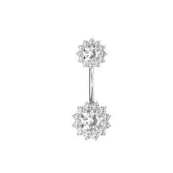 Belly button piercing - glittery flower top and bottom