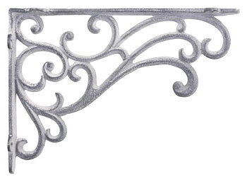 Antikgrå zinkgrå konsoll hyllbärare gjutjärn snirklig shabby chic lantlig stil