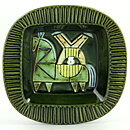 Lisa Larson (Harlekin 1960) Green Bowl with Man on Horse Motif (2)