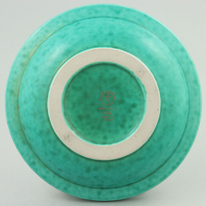 ヴィルヘルム・コーゲ  Argentaシリーズ  グリーン色のボウル  シルバーの花モチーフ  (16cm)  1959年 (2)