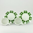Stig Lindberg (Berså 1961) Two Teacups with Green Leaf Decor 11,5 cm (3)