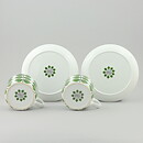 Stig Lindberg (Berså 1961) Two Teacups with Green Leaf Decor 11,5 cm (3)
