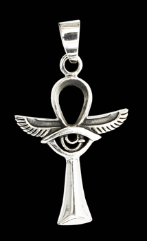 Ankh kors halsband i Äkta silver med Horus öga.