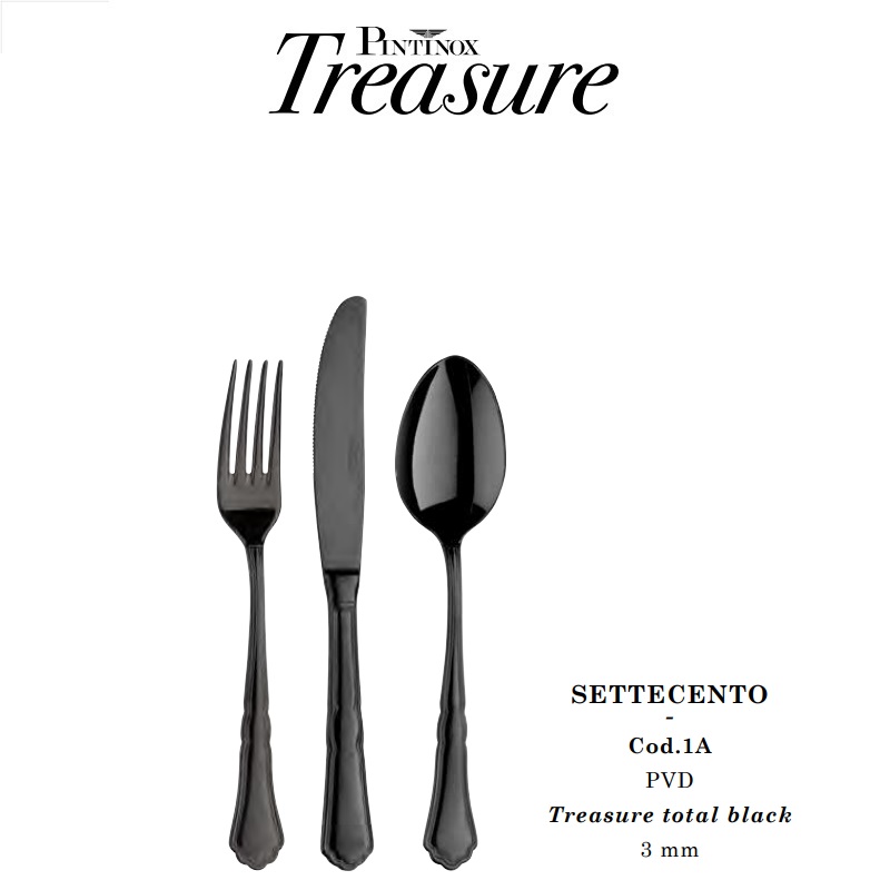 Bestick Settecento Treasure total black PVD Pinti Inox  1A-