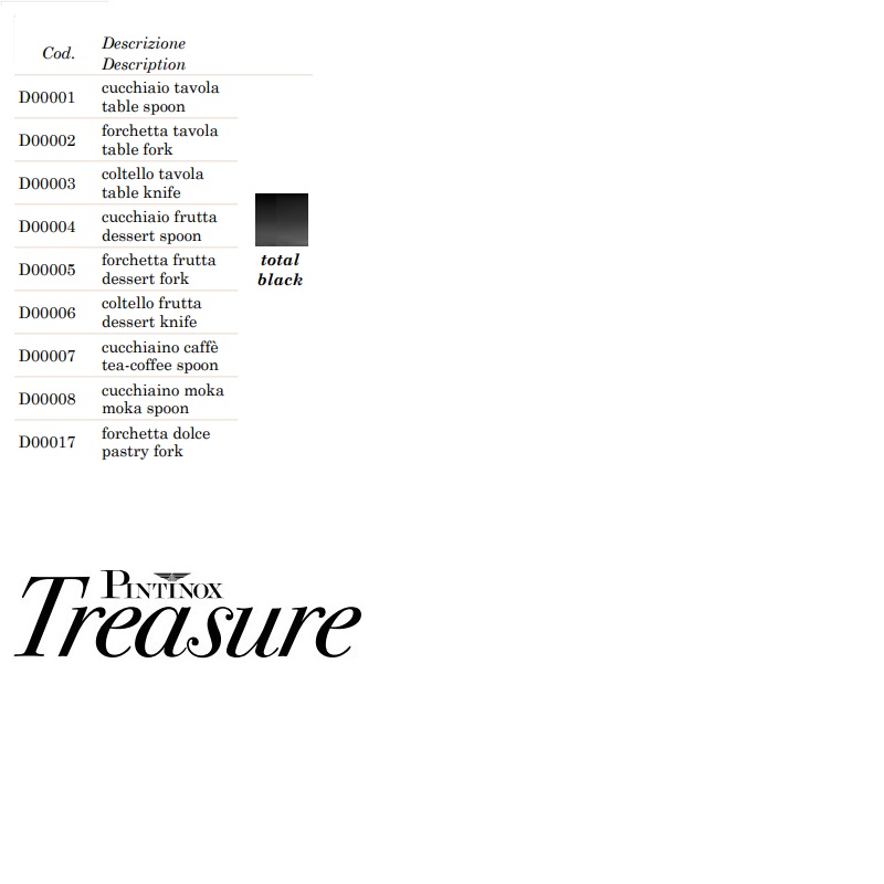 Bestick Settecento Treasure total black PVD Pinti Inox  1A- - 3