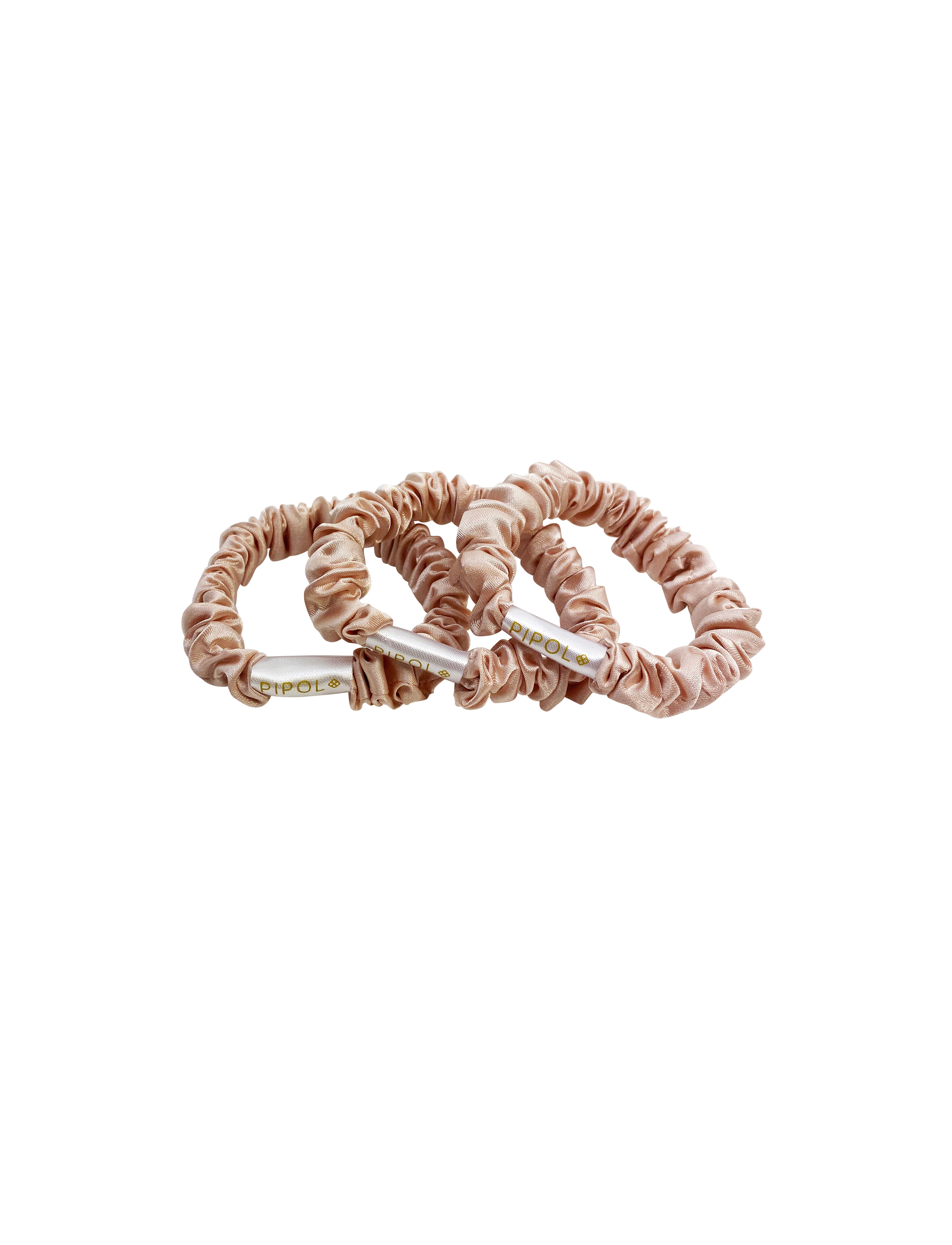 SATIN LOVE SCRUNCHIES BEIGE 3 PCS