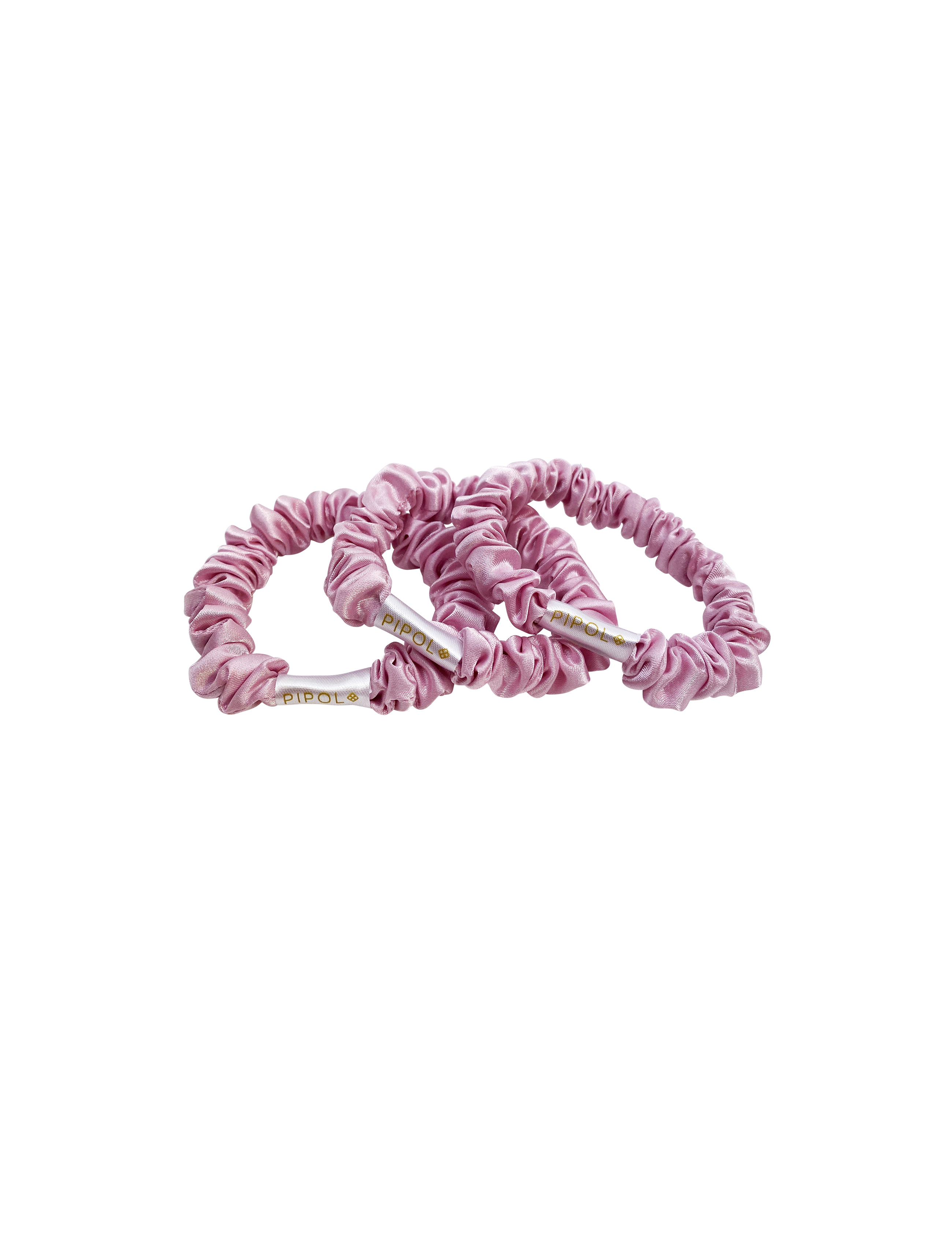 SATIN LOVE SCRUNCHIES PINK 3 PCS
