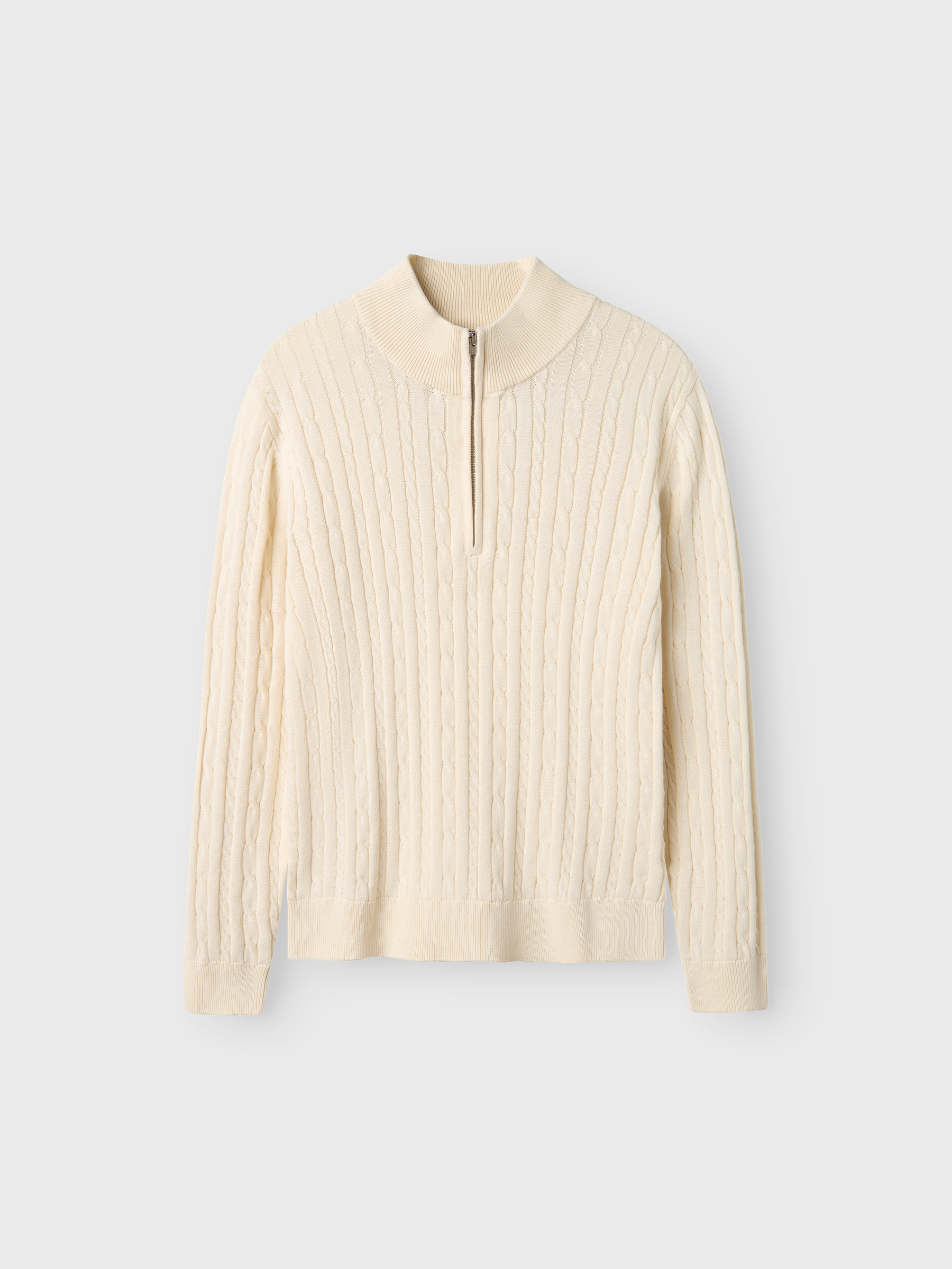 NLMHABEL LS HALF ZIP S KNIT Antique White