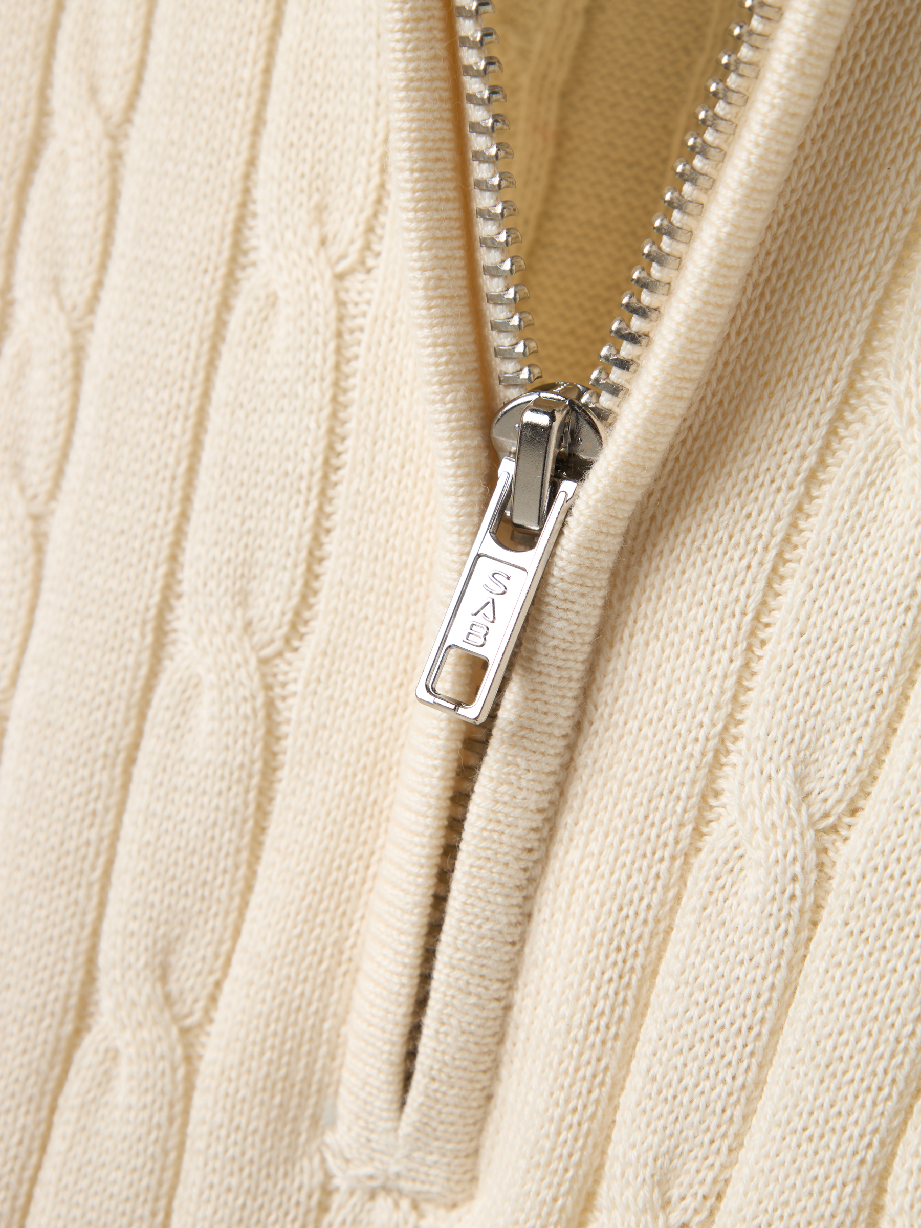 NLMHABEL LS HALF ZIP S KNIT Antique White - 3