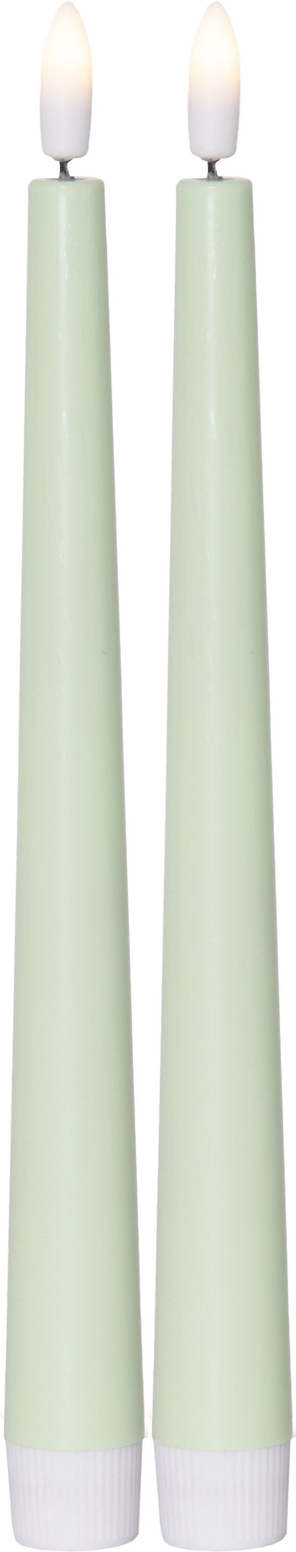 LED Antikljus - Batteriljus - Kronljus - 26 cm - 2-pack - Ljusgrön - 6
