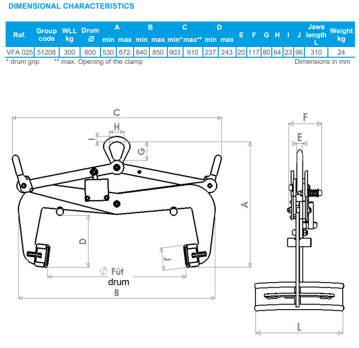 Fatlyftare VFA 025 / Maxlast: 300 kg - 2