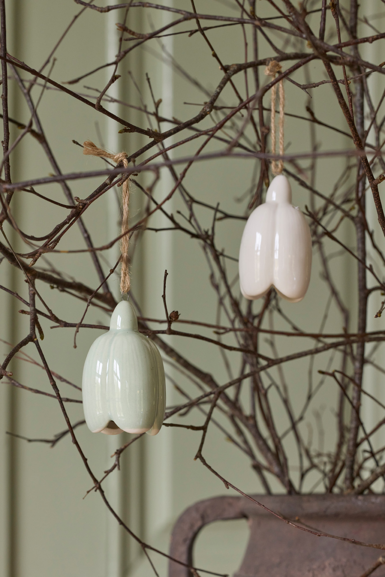 Flower - Bell - Decoration - White - 7x7 cm - Ceramic - 3