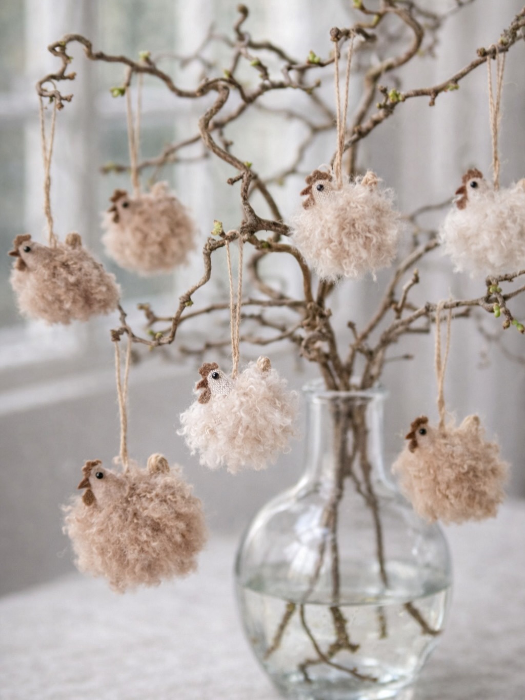 Hen - Beige - Hanging Decoration - Easter decoration - 6x6 cm - 3