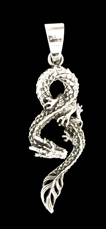 Halsband med en kinesisk infinity drake i Äkta silver.