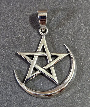 Pentagram med Månskärva Hänge i Silver 