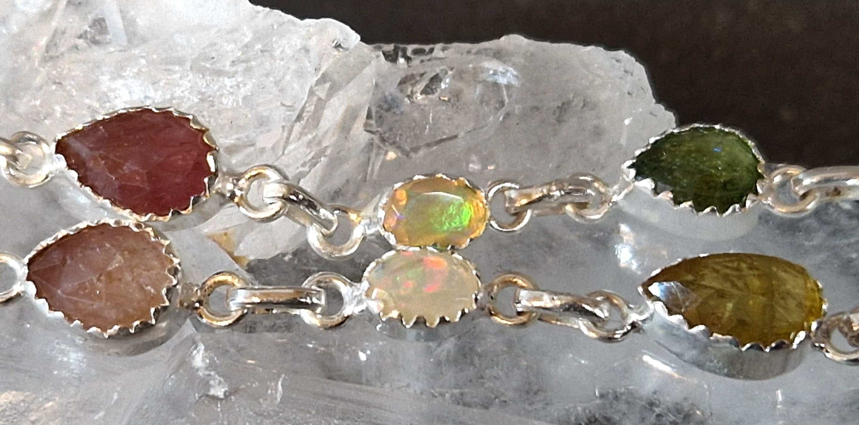 Silverarmband med Opal och Turmalin - 2