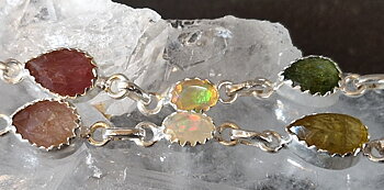 Silverarmband med Opal och Turmalin