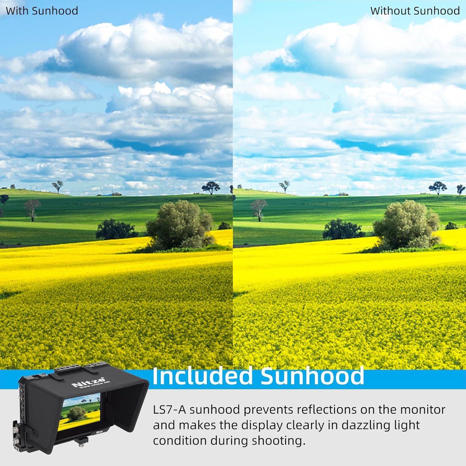 Nitze Cage for Blackmagic Design Video Assist 7" 12G Monitor with Sunhood JT-B02B - 4