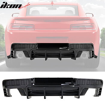 Dubbla Ändrörs + Bakre  Diffuser - Blank Svart (CAMARO 14-15)