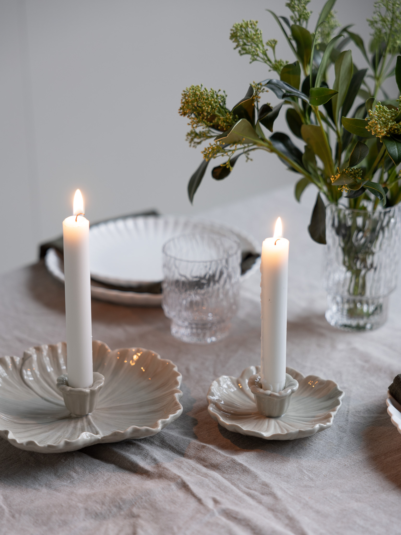 Botanik - Candle holder - Flower - Ceramic - Beige - Small - 5