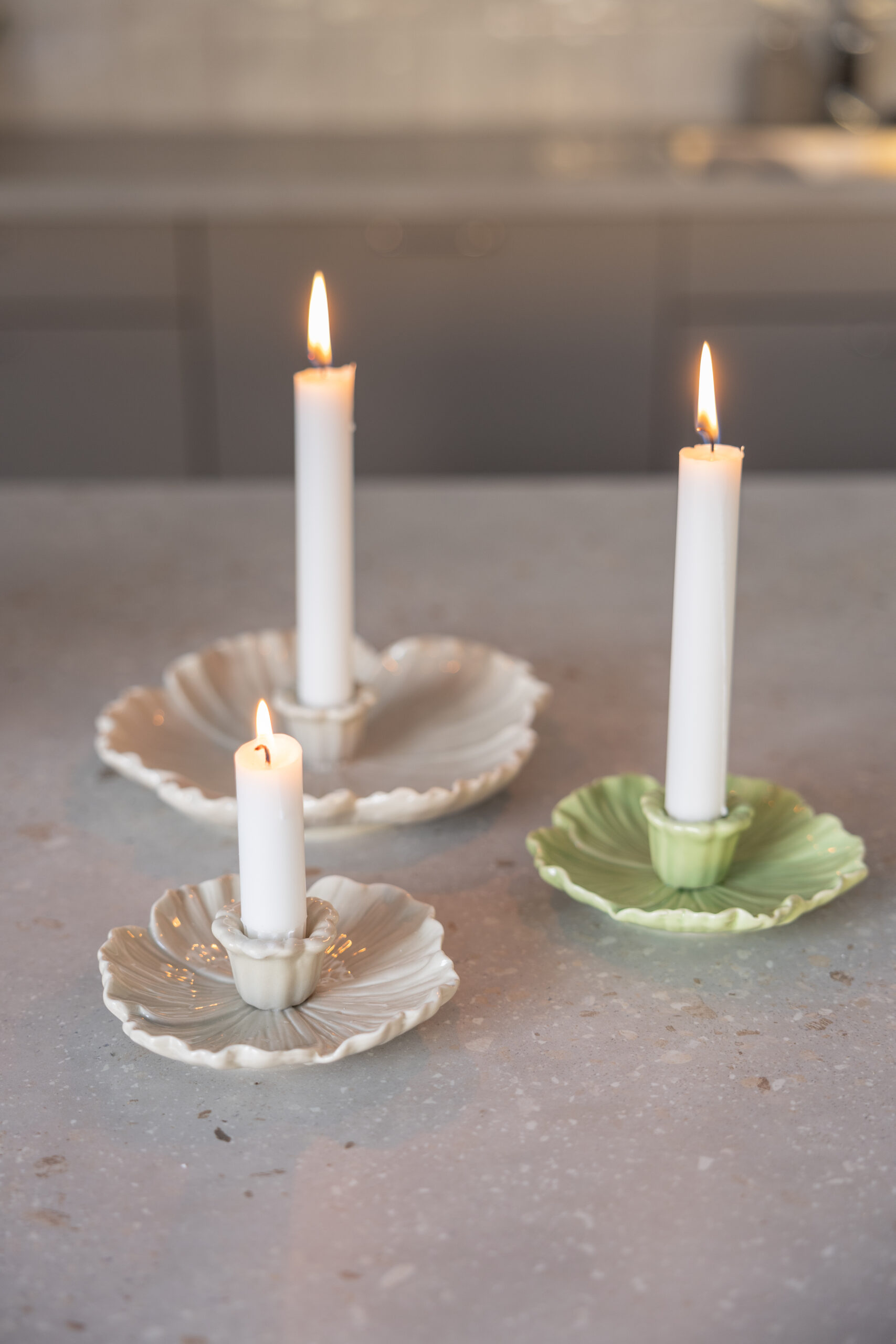 Botanik - Candle holder - Flower - Ceramic - Beige - Small - 3