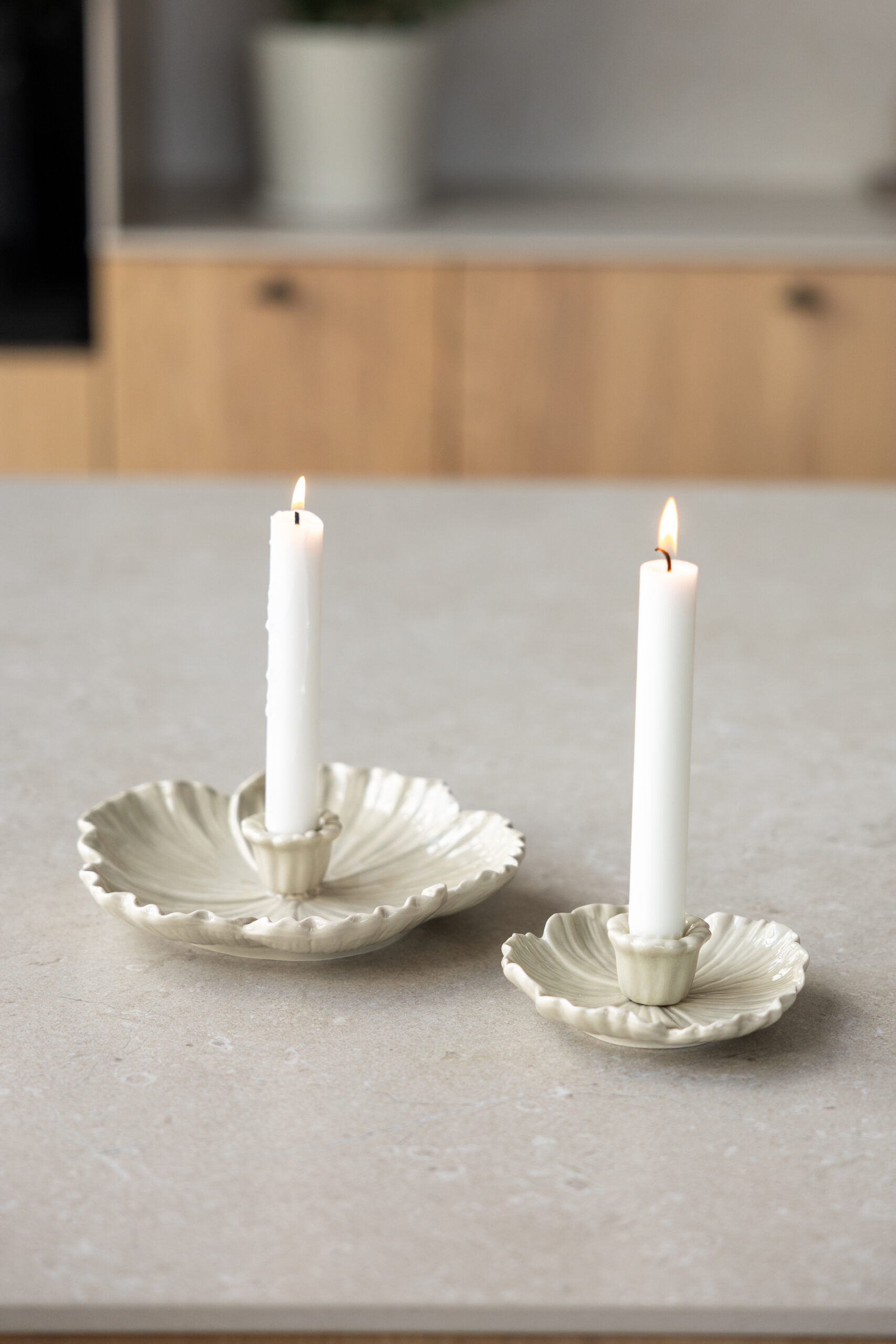 Botanik - Candle holder - Flower - Ceramic - Beige - Small - 4