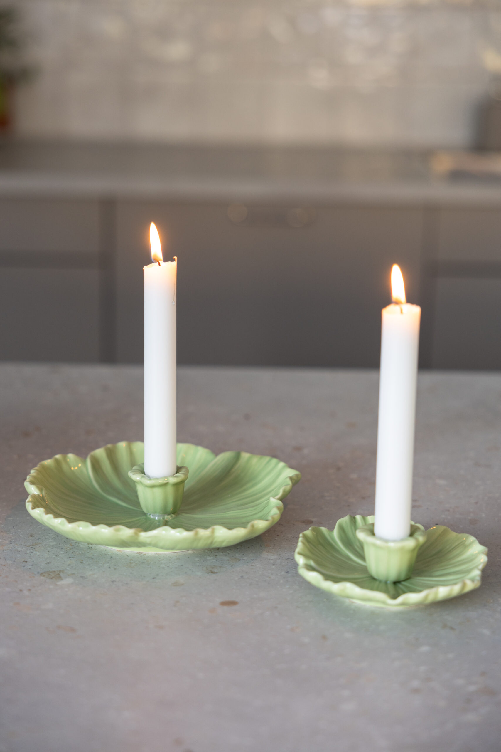 Botanik - Candle holder - Flower - Ceramic - Green - Small - 4