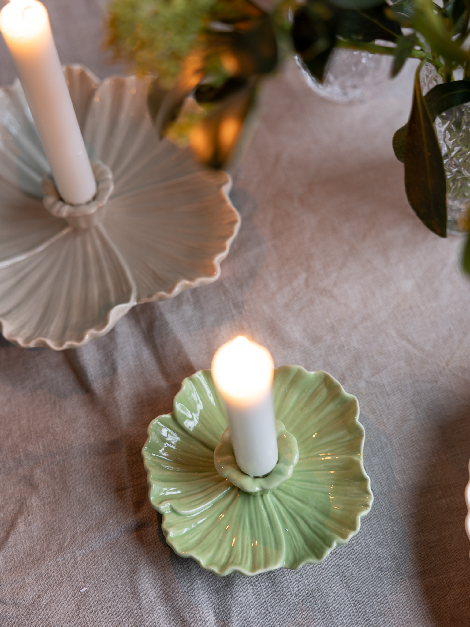Botanik - Candle holder - Flower - Ceramic - Green - Small - 3