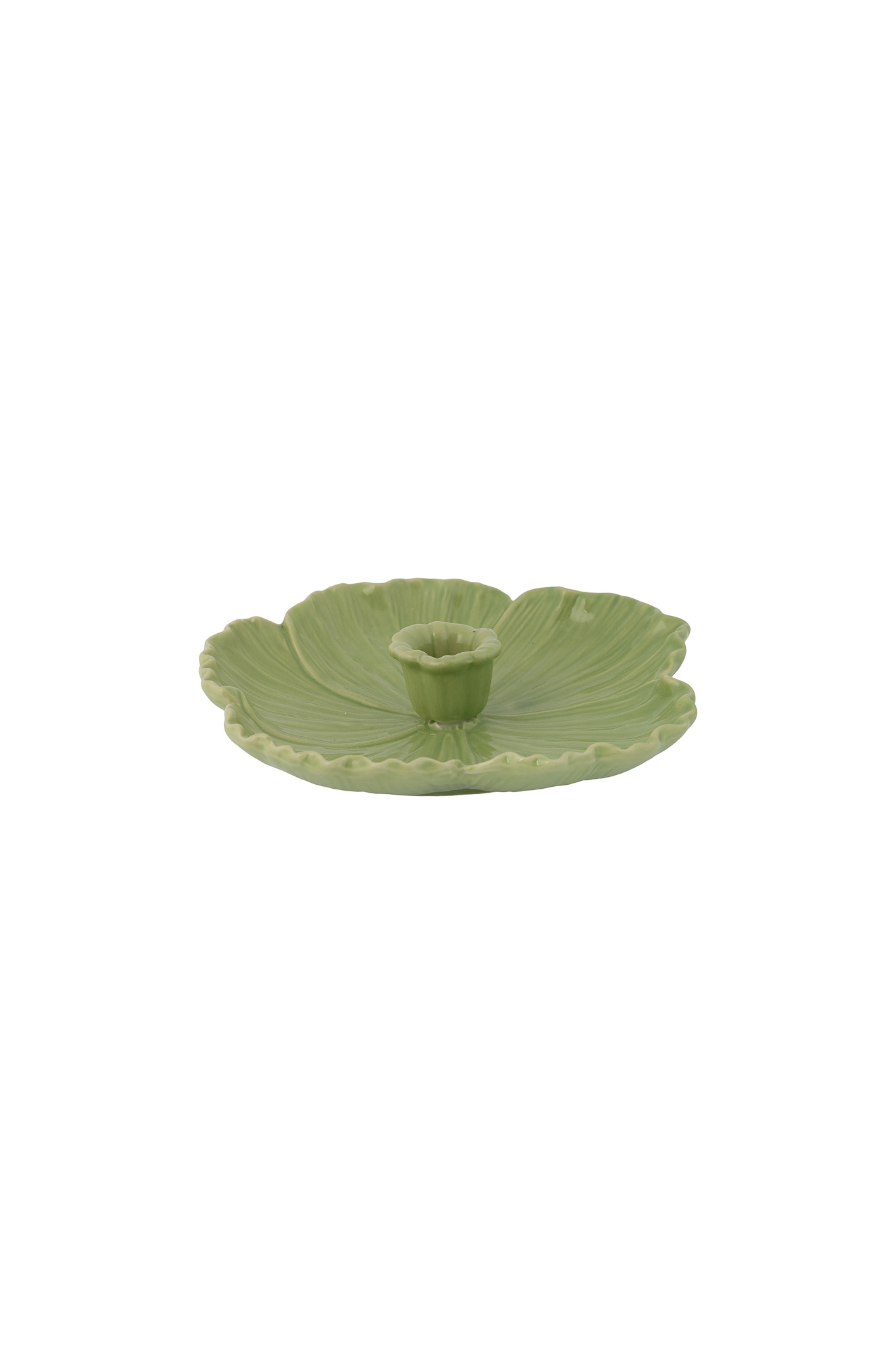 Botanik - Ljusstake - Blomma - Keramik - Grön - Stor - 3