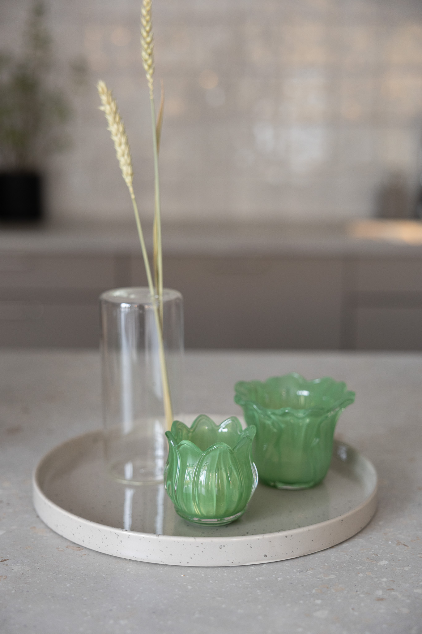 Ljunga - Ljusstake - Ljuslykta - Salladsblad - Glas - Grön - 3