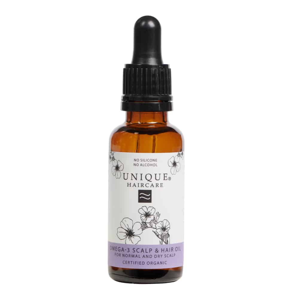UNIQUE BEAUTY OMEGA-3 SCALP & HAIR OIL 30ml | Økologisk hår- og hodebunnsolje