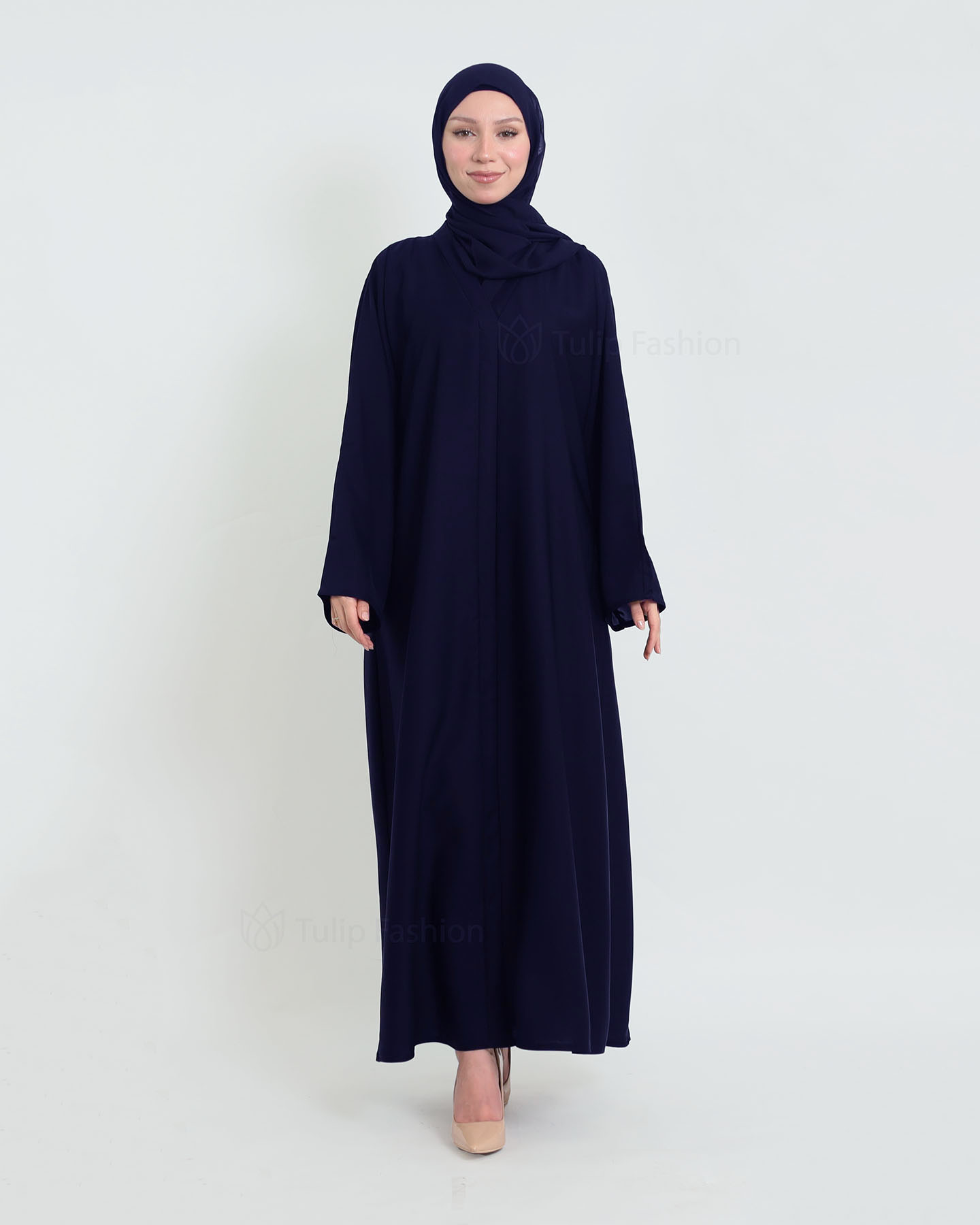 Abaya with matching Hijab - Midnight Blue - 2
