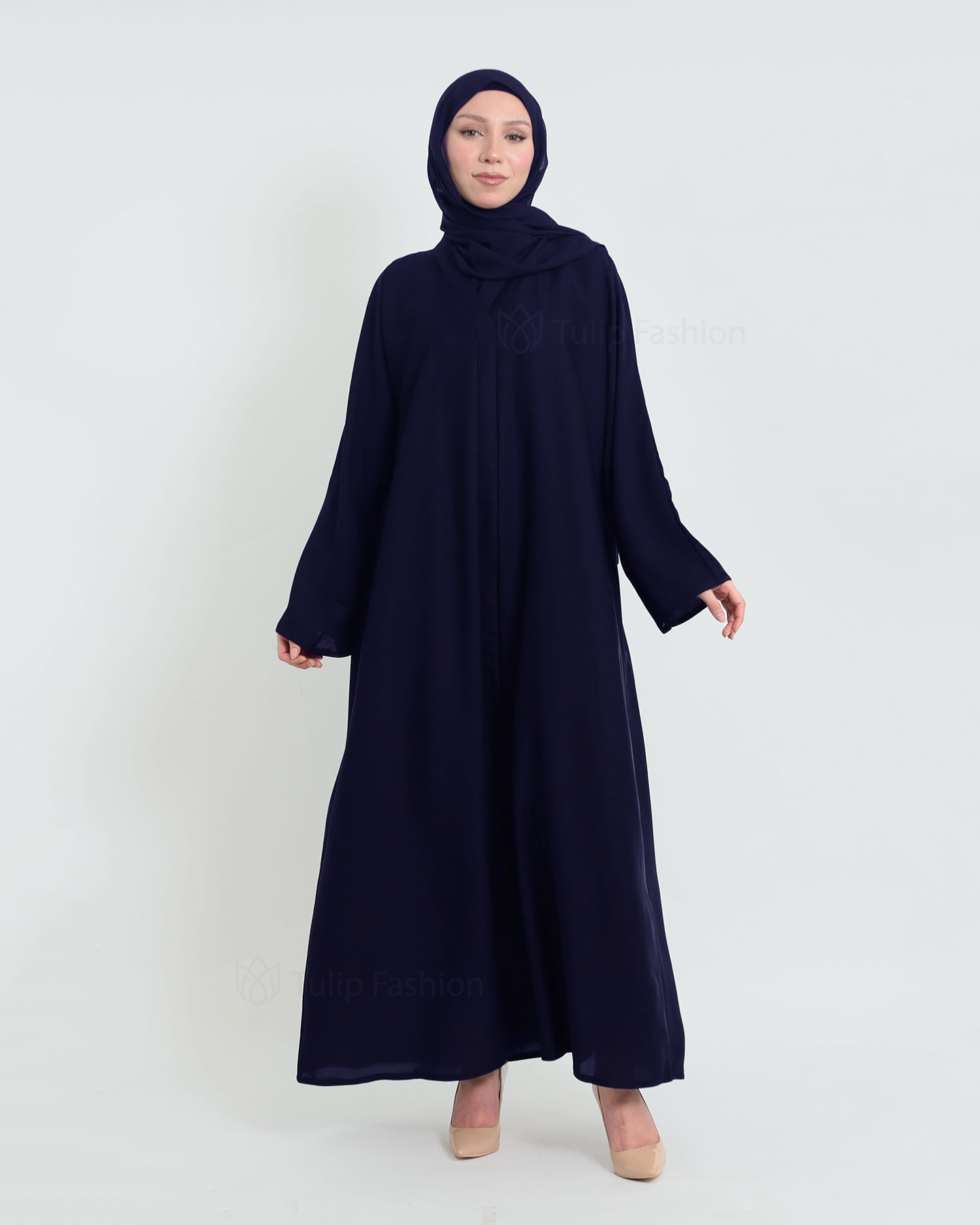 Abaya with matching Hijab - Midnight Blue - 4