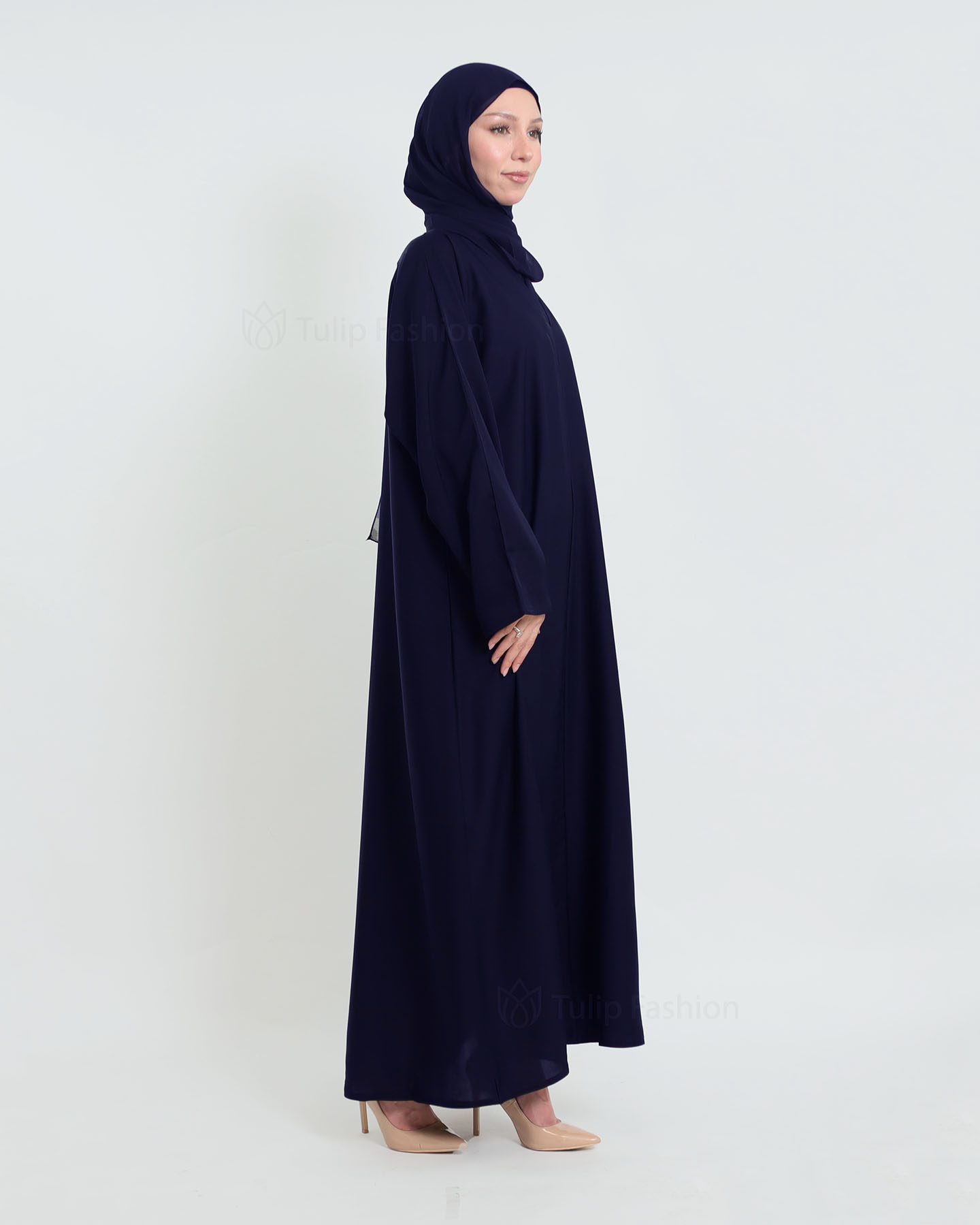 Abaya with matching Hijab - Midnight Blue - 3
