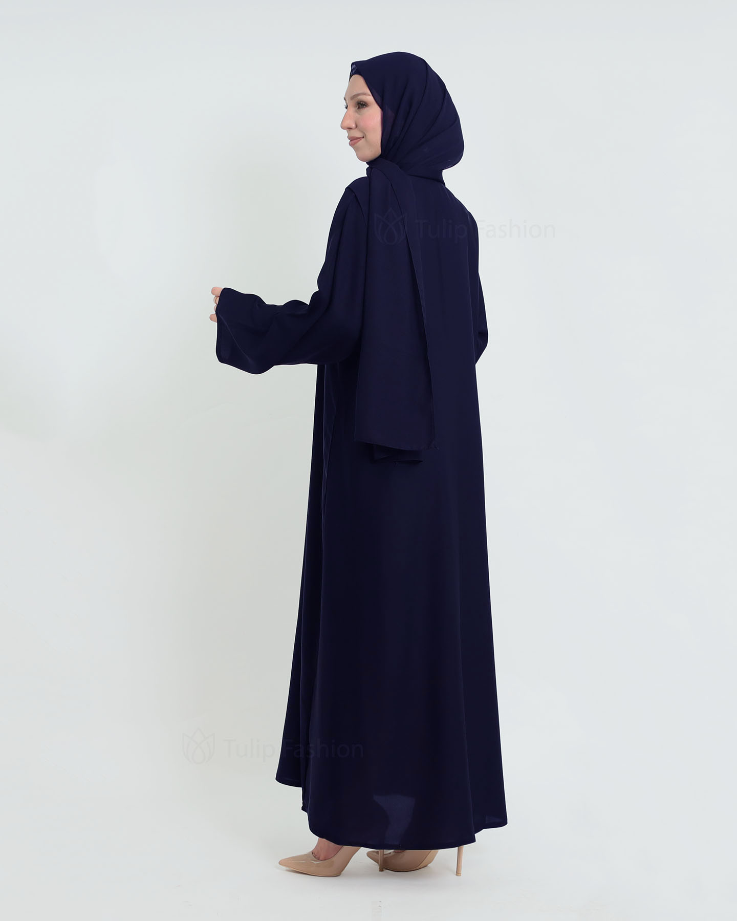 Abaya with matching Hijab - Midnight Blue - 5