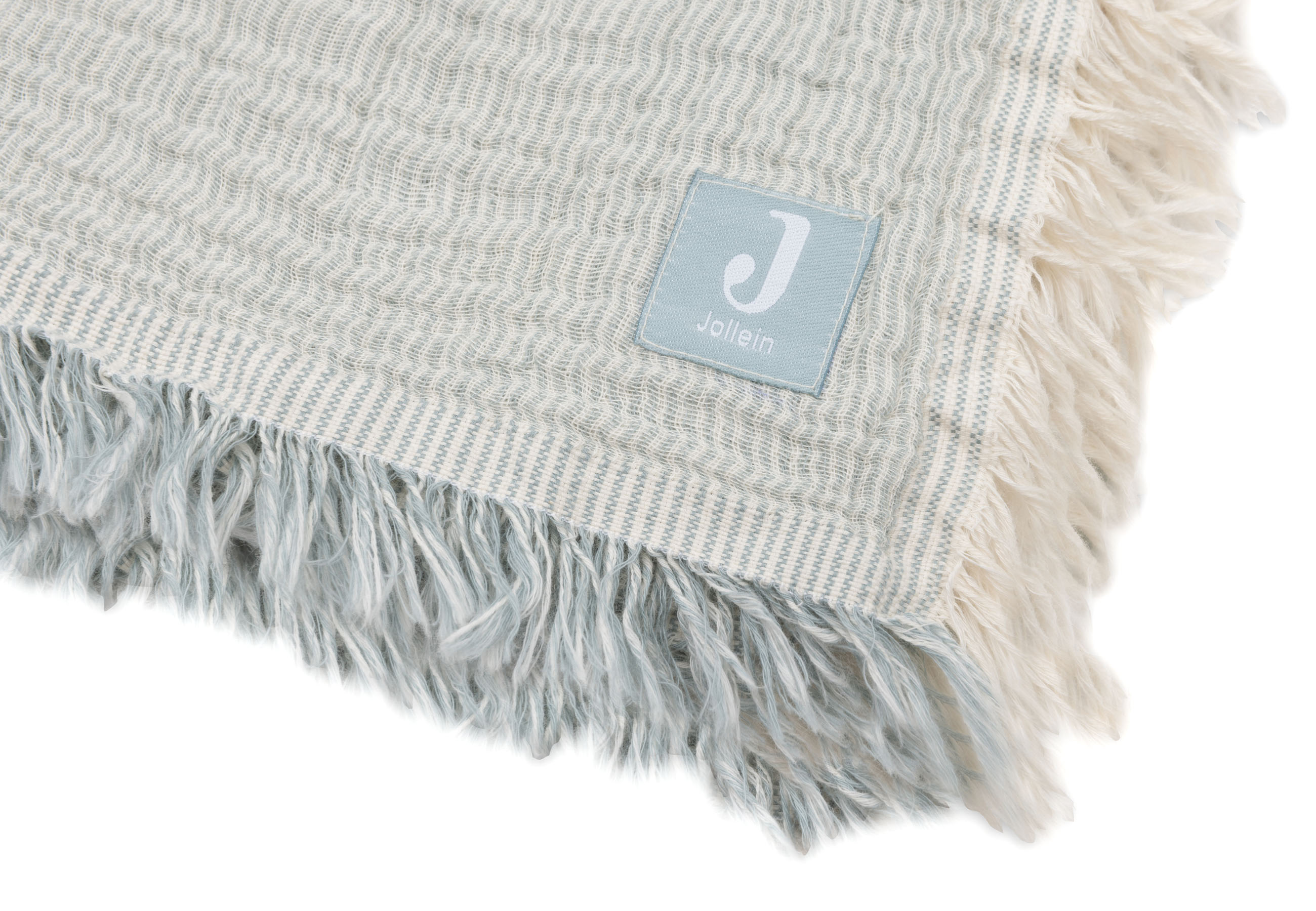 Jollein Filt Muslin 75x100cm Fringe Stripe Sea Green GOTS - 2
